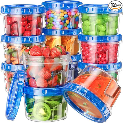 BiuLeon 12 Pack-17oz Freezer Storage Containers, Plastic Food Storage Containers with Twist Top Lids, BPA Free and Reusable Soup Containers with Lid, Microwave and Dishwasher Safe