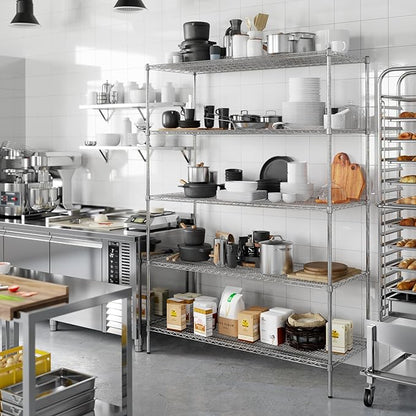 24" Deep x 60" Wide x 86" Height Wire Shelving Kit | 5-Tier | NSF Commercial Storage Rack Unit