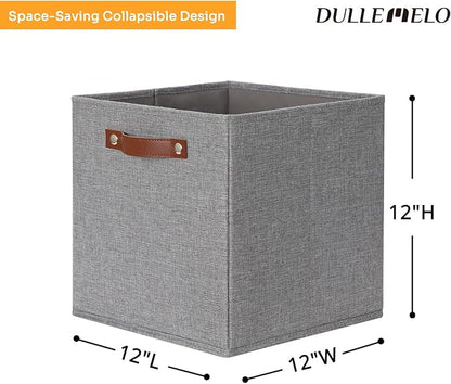 DULLEMELO Fabric Storage Cubes,12 inch Cube Stroage Bins for Empty Gift Basket,Toys Nursery Clothes Storage Linen Closet Organizers and Storage Baskets Shelves Bins(Grey-4 Pack)
