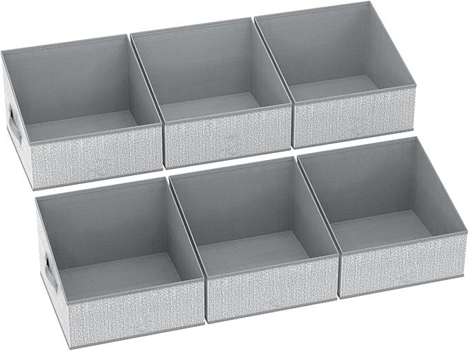 DIMJ Closet Storage Bins - Fabric Storage Baskets for Shelves, Collapsible Closet Organizers and Storage with Handles, Trapezoid Shelf Organization Storage Cubes for Purse, Toys, Books, Towel, Socks