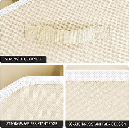 Homsorout Storage Bins for Shelves - Small Trapezoid Closet Shelf Organizer, Fabric Organization Bins with Handles, Storage Baskets for Clothes, Towel, Purse, 6 Pack, Beige