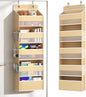 Kaitiemoo 1 Pack 5-Tier Over the Door Organizer, Heavy-Duty Large Deep Pocket Hanging With 5 Large Front & 6 Side Pockets With for Pantry, Kitchen, Bathroom, Dorm, Beige