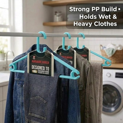 Polypropylene Cloth Hanger Pack of 12 - Heavy Duty Plastic Hanger for Wardrobe, Space Saving Clothes Hanger for Closet, Anti-Slip Hanger Cloth Plastic, Mint Granite Green (12 Count)