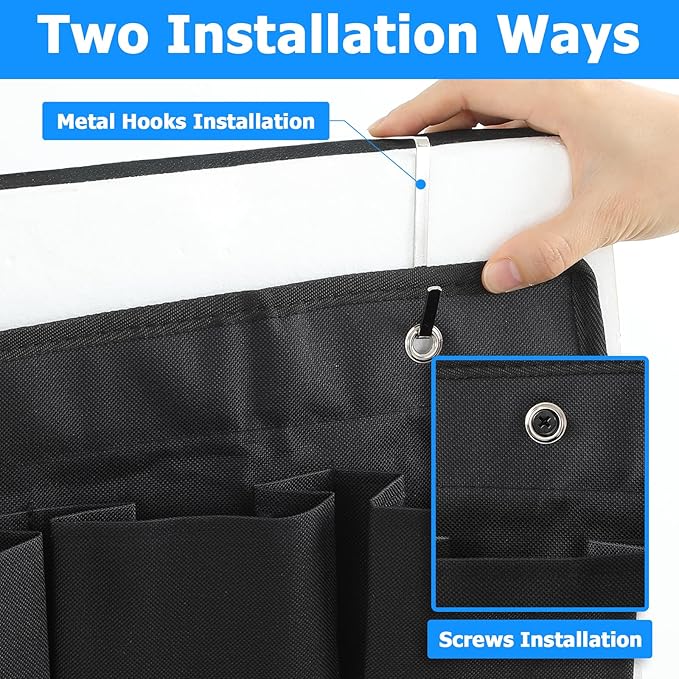 2 Pcs RV Shoe Pockets 10 Pockets, Heavy Hanging Bedside Storage Organizer with Hooks Storage Pocket Hangs on bed for Shoes Toys and Tool Accessories