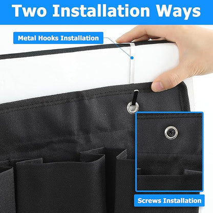 2 Pcs RV Shoe Pockets 10 Pockets, Heavy Hanging Bedside Storage Organizer with Hooks Storage Pocket Hangs on bed for Shoes Toys and Tool Accessories