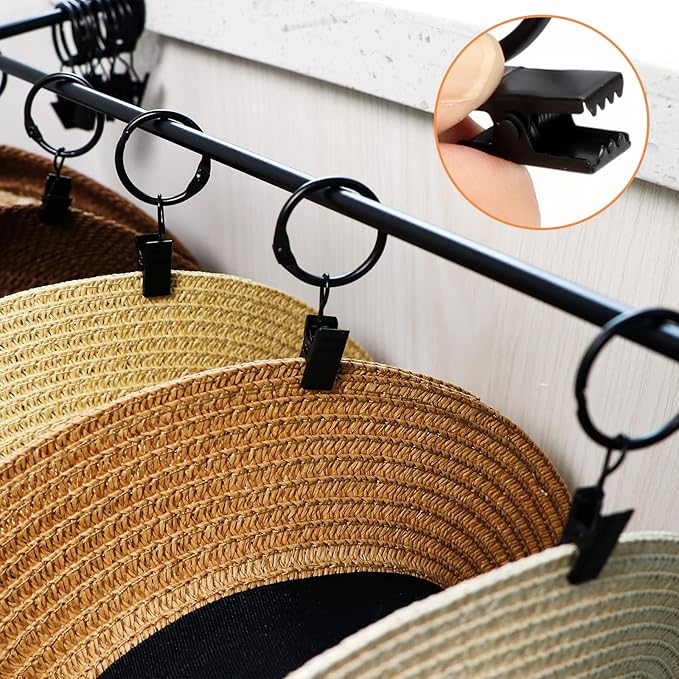 CAPHONT Hat Rack for Baseball Cap Organizer with 24 Hooks, Modern Metal Hats Storage Wall Mounted Caps Hanger for Closet Door Bedroom Entryroom Laundry, 2 Pack