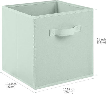Stero Fabric Storage Bins 6 Pack Fun Colored Durable Storage Cubes with Fabric Handles Foldable Cube Baskets for Home, Kids Room, Closet and Toys Organization Cyan, Green, Yellow