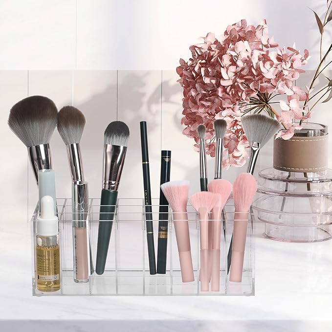 Lipstick Organizer Display, 24 Slot Thick Clear Acrylic Lipstick Holder for Vanity - Makeup Organizer Storage for Lip Gloss, Mascara, Brushes, Perfume