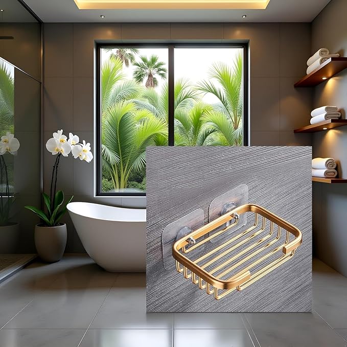 Soap Holder Dish, Bar Suction Cup Soap Tray Wall Mounted, Rustproof Stainless Steel Sponge Holder Caddy for Bathroom Bathtub Kitchen Sink