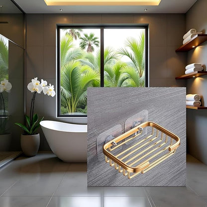 Soap Holder Dish, Bar Suction Cup Soap Tray Wall Mounted, Rustproof Stainless Steel Sponge Holder Caddy for Bathroom Bathtub Kitchen Sink