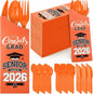 Funnymoom 400 Pcs 2026 Graduation Wrapped Silverware Bags Holder - Disposable Dinnerware Set Includes Plastic Spoons Knives and Forks, Class of 2026 Parties School Congrats Supplies(Orange)