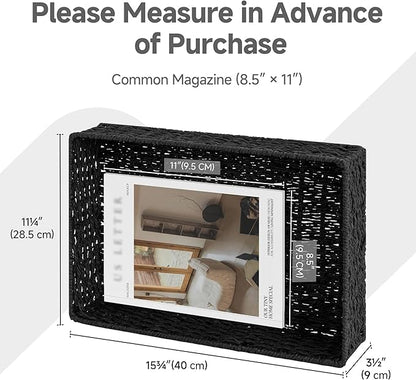StorageWorks Bathroom Vanity Tray for Countertop, Bathroom Counter Tray for Decorative, Toilet Paper Baskets, Black, Larger, 2 Pack
