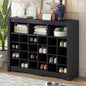 JIVOIT Modern Square Shoe Cabinet with Curved Base, Sleek Design 24 Shoe Cubby Console, Versatile Sideboard for Hallway, Bedroom, Living Room (Black,Curved Base)