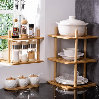 2Pc 3-Tier Vertical Shoe Rack - Tall Narrow Shoe Rack Organizer for Small Spaces,Bamboo Shoen Shelf for Entryway,Closet,Corner,Doorway,Skinny Shoe Shelf Space Saving Shoe Storage