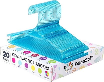 Kids Plastic Hangers (20 Pack, Blue), 11.4 Inch Colored Translucent Hangers for Baby/Toddler Clothing (Girls and Boys Aged 2 to 6)