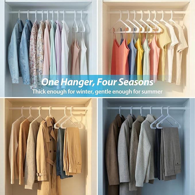 Heavy Duty Plastic Hangers – Super Thick & Reinforced with 20lb Capacity for Coats, Jackets, Pants – Durable Non-Slip Closet Hangers for Heavy Clothing (White, 30 Pack)