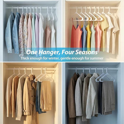 Heavy Duty Plastic Hangers – Super Thick & Reinforced with 20lb Capacity for Coats, Jackets, Pants – Durable Non-Slip Closet Hangers for Heavy Clothing (White, 30 Pack)