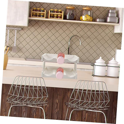 COLLBATH Cup Organizer Kitchen Countertop Storage Rack Two Tier Mug Holder for Tea Cup