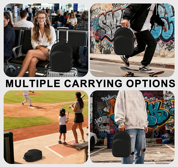 Black Hat Travel Case,Hat Case for Baseball Caps with Carry Handle and Adjustable Shoulder Strap Travel Hat Box for Travel and Home Storage