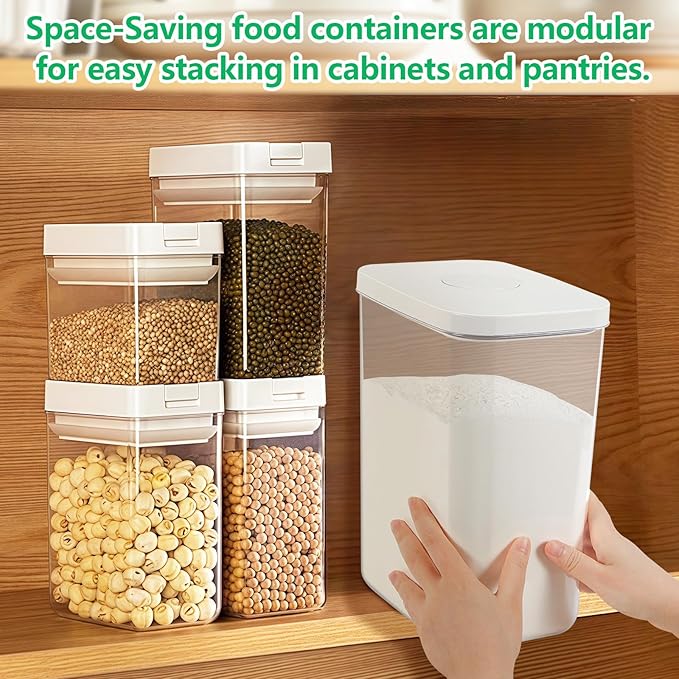 TBMAXS 6 Qt Food Storage Container with Pop-up Lid -Airtight Crystal-Clear Plastic Flour Container, Tall and Slim Storage Bin Fit for Kitchen Pantry Organization