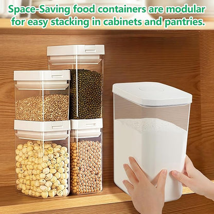TBMAXS 6 Qt Food Storage Container with Pop-up Lid -Airtight Crystal-Clear Plastic Flour Container, Tall and Slim Storage Bin Fit for Kitchen Pantry Organization