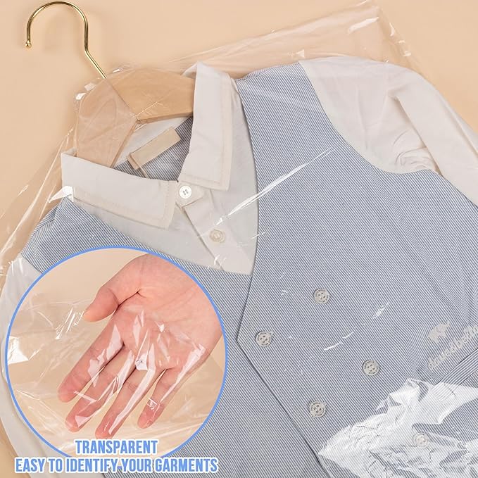 100 Pack Dry Cleaning Plastic Bags, Dry Cleaners Bags for Clothes, Clothes Covers for Home Storage, Travel, Moving (35.4 x 23.6 In)