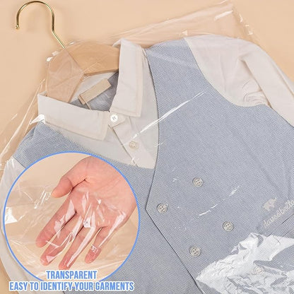 100 Pack Dry Cleaning Plastic Bags, Dry Cleaners Bags for Clothes, Clothes Covers for Home Storage, Travel, Moving (35.4 x 23.6 In)