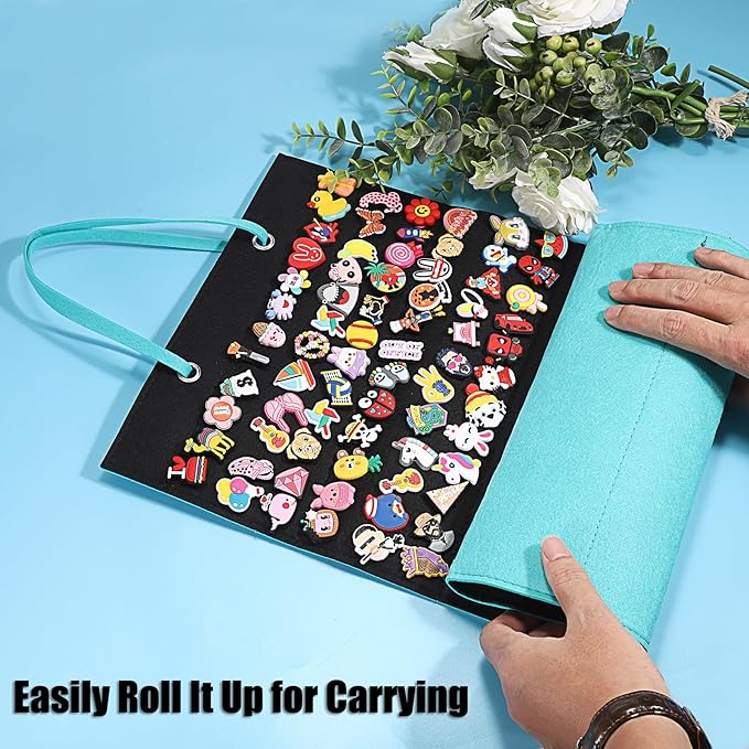 JUXYES Shoe Charms Organizer Wall Hanging Collection Holder with 216 Holes, Portable Decorative Croc Charms Display Hanging Decoration Storage Organizer