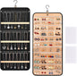 Hanging Jewelry Organizer Storage Roll with 48pcs Pocket Double Sided Rotating Hanger Necklace Hanging Wall Organizer with Hanger Hooks(COLOR:Black)