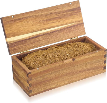 Acacia Wood Salt Cellar Spice Box with Magnetic Lid 29oz Large Capacity Salt Organizer 1 Compartments for Kitchen Countertop, Pepper, Seasonings, Spices, Grilling & Cooking