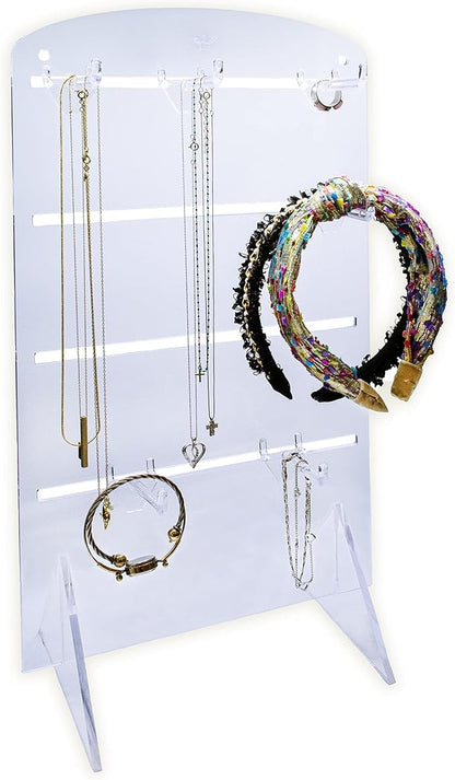 FROG SAC Jewelry Organizer, Clear Acrylic Bracelet and Necklace Holder, Headband Storage Organization, Hair Scrunchie Stand for Room, Wall Mounted Hanging Organizers, Bedroom Vanity Ring Display