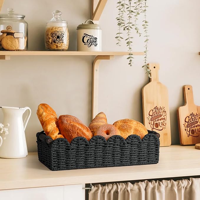 Toilet Paper Storage Basket Bathroom Counter Organizer Wicker Baskets for Organizing Cute Basket for Bedroom Nursery Room Kitchen Bathroom Decor -Black