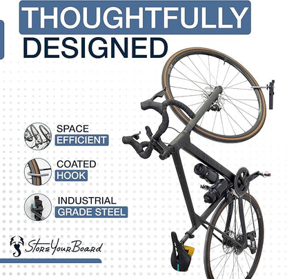 StoreYourBoard WheelRest Bike Hook, No-Lift Garage Bike Wall Mount 75lbs Max Load, Fits All Bikes, Vertical Bicycle Storage Rack, Adjustable Bike Hanger for MTB, Road, eBike, 1 Pack