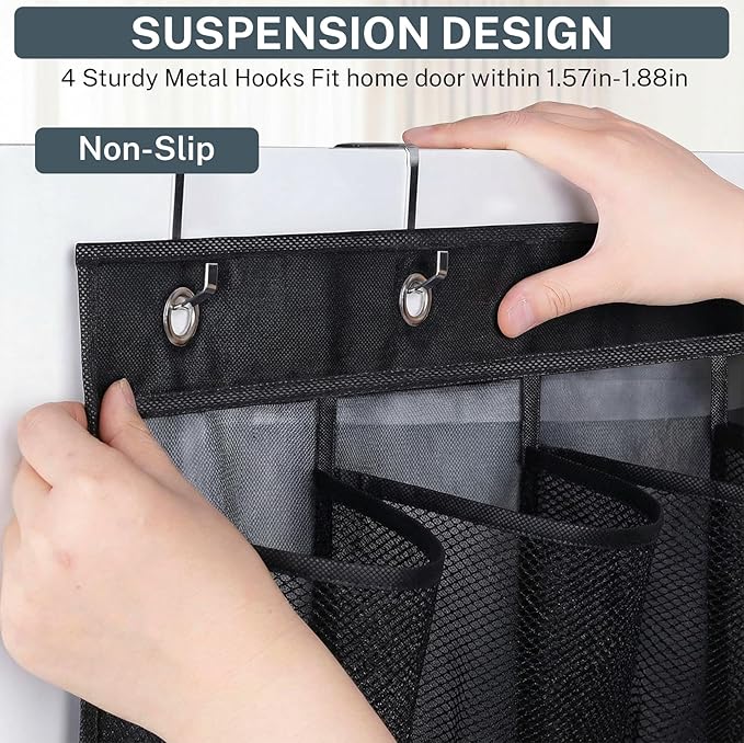 40-Pocket Over the Door Shoe Organizer, 2PCS Hanging Shoe Rack for Closet Door,Shoes Storage Holder Hanger with Large Mesh Pocket for Women Men Shoes,Flip Flops (Black2)