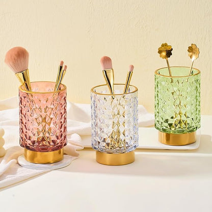Makeup Brush Holder Organizer,Toothbrush Holders,Desk Pen Pencil Holder,Multifunctional Vintage Glass Brush Cup（A46-9-US）