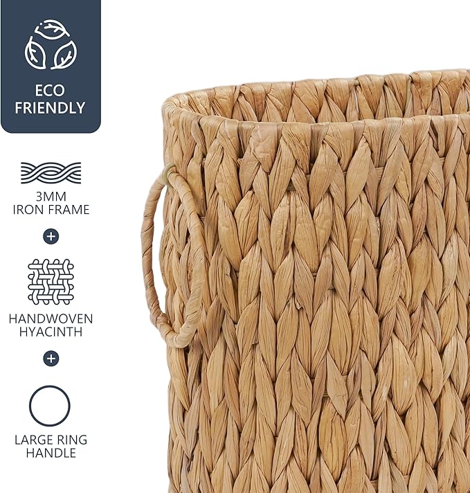 Coeusy Toilet Paper Storage Basket, Water Hyacinth Toilet Paper Holder for Up to 6 Mega Rolls, Wicker Basket for Bathroom Accessories Organizer, Boho Hand Woven Rattan Decorative Decor, Natural