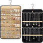 Longzhuo Jewelry Organizer, 2 Sided Necklace Holder, with 360 Degree Rotating Hook, Jewelry Holder for Travel, Earrings, Necklaces, Rings on Closet, Wall, Door, Black (12.99 x 21.65 inches)