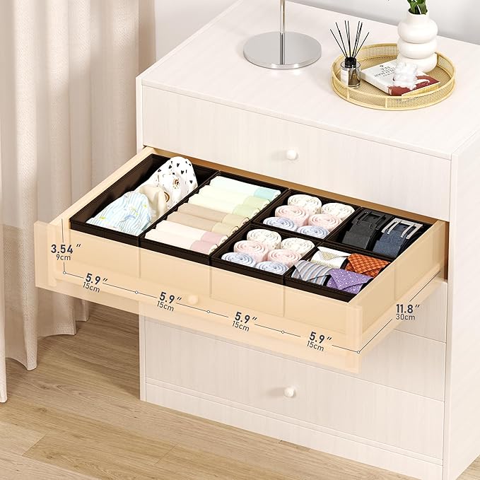 DIMJ Drawer Organizer Clothes Storage - 18 Pack Baby Dresser Organizer for Nursery, Foldable Drawer Dividers for Bedroom Closet Organization, Fabric Storage Bins for Socks, Underwears, Bras