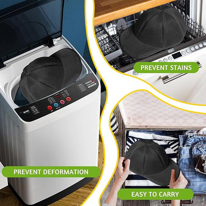 Eiito Hat Washer Cage, Hat Washer for Baseball Caps, Hats Washing Machine with Frame and Washers Bag, Keep the Hats in Shape, Suitable for Adult and Kid's 2 Pack Black