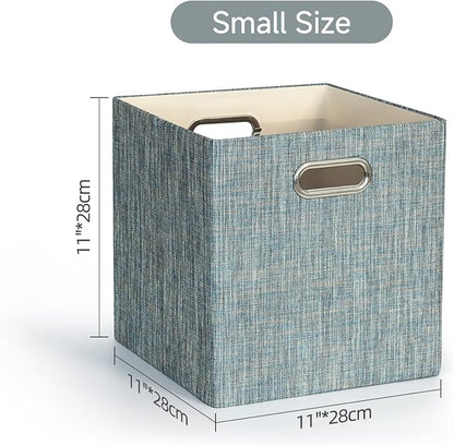 Posprica Storage Basket Bins,13×13×13 Foldable Storage Boxes Fabric Drawer Cubes for Closet Shelf Cabinet Bookcase - Set of 4,Teal