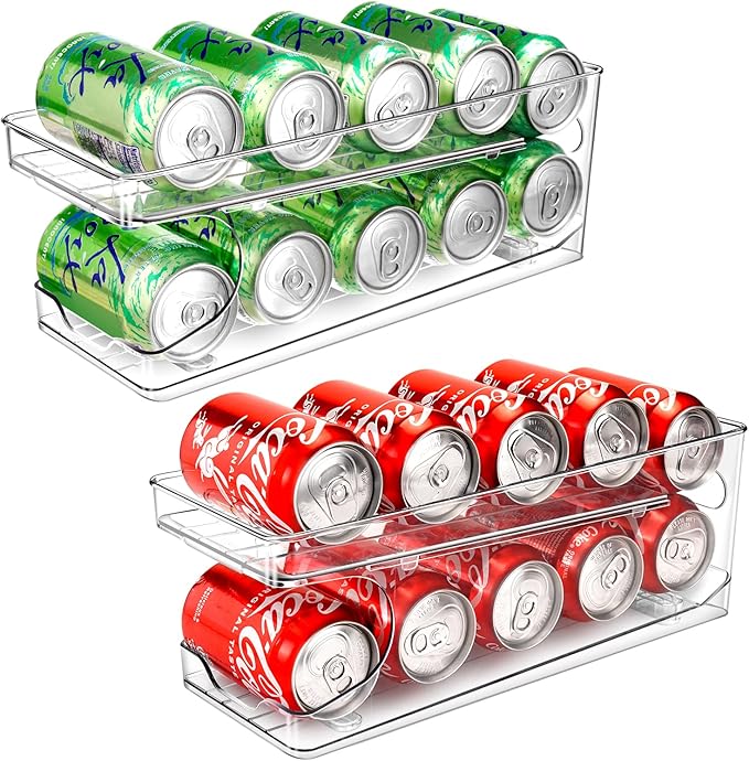 4 Packs Clear Width Adjustable Soda Can Organizer and 2 Pack Rolling Soda Can Organizer for Refrigerator Expandable Soda Can Dispenser for Beer Soda Seltzer Pop Can Soda Expand Organizer for Fridge Ki