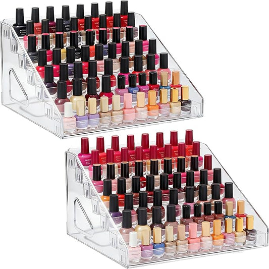2 Pack Nail Polish Organizer Holder Rack 7 Layers Clear Acrylic Display Rack for Nail Polish Holder Stand Cosmetics Sunglasses Display Essential Oil Storage Organizer