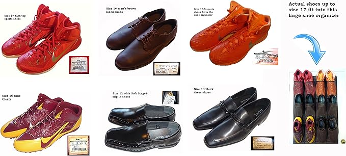 Roomganize Large Over the Door Shoe Organizer for Mens Sneakers (Bison brown)