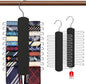 2 Pack Tie Rack for Closet, Premium Wooden Necktie Organizer Storage Tie/Belt Hanger, 360 Degree Swivel Space Saving Ties Holder for Men Hanging 40 Ties Black