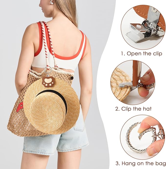 Hat Clip for Travel Sun Hat Holder Hang on Bags Hands Free Hats Clip-on Luggage Women’s Outdoor Travel Accessory