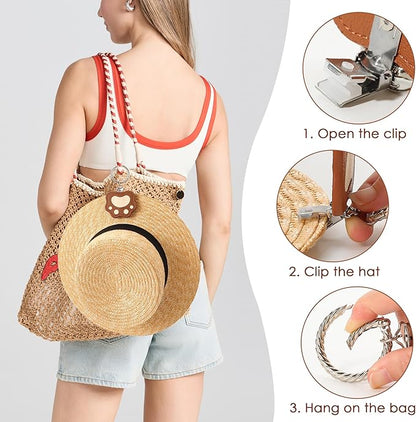 Hat Clip for Travel Sun Hat Holder Hang on Bags Hands Free Hats Clip-on Luggage Women’s Outdoor Travel Accessory