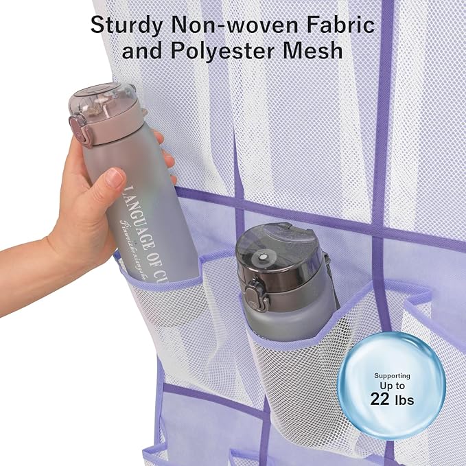 F-color 16-Pocket Hanging Organizer - Over the Door Shoe Organizer, Cruise Essentials for Cabin & RV, Breathable Mesh Storage Pockets, Space Saving Hanging Storage Holder with 4 Sturdy Metal Hooks