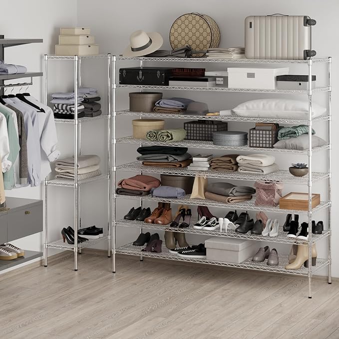 21" Deep x 72" Wide x 74" Height Wire Shelving Kit | 8-Tier | NSF Commercial Storage Rack Unit