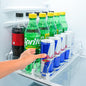 Upgraded Premium Drink Organizer for Fridge. Ultra Space Saving Soda Can Organizer for refrigerator with Larger Stopper Height and Automatic Pusher with Locking Feature. Holds 15 Cans (3 Rows, White)