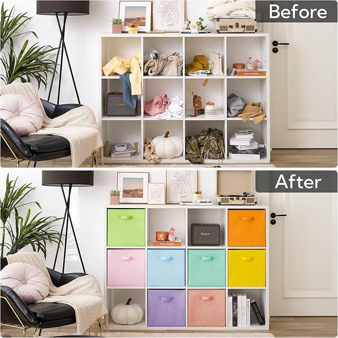 GRANNY SAYS 13 Inch Cube Storage Bins, Colorful Cube Storage Organizer, Fabric Storage Bins, Storage Cubes for Shelves, Closet, Toy Storage Bins for Kids Room, Play Room, Colour, 8-Pack